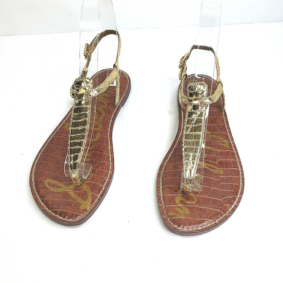 Sam Edelman Gold Snake Embossed Thong Sandal 7.5 - Picture 4 of 9